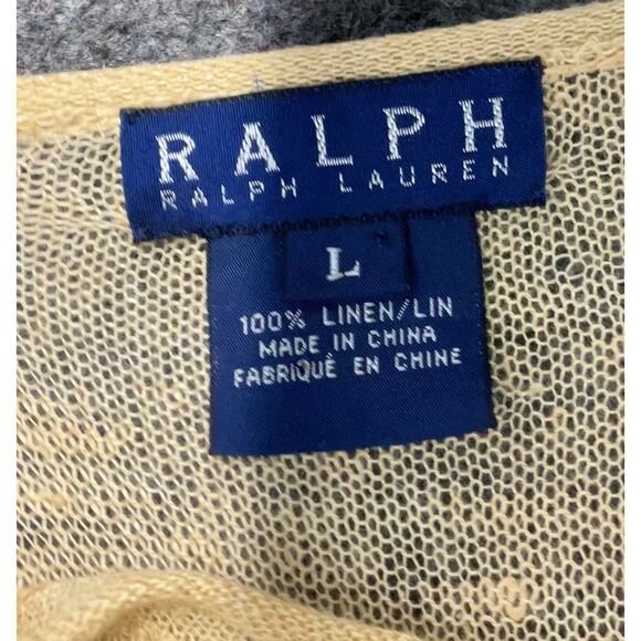 VTG Ralph Ralph Lauren Linen Knit Overlay Coverup Cream L - Picture 4 of 4